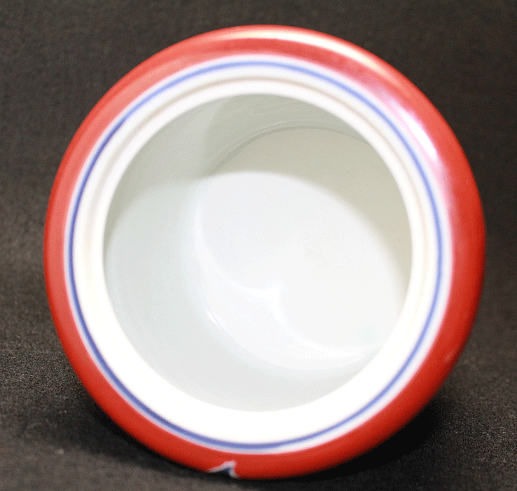 21014 篠田義一 (Blue Red painting Mountains Incense burner) SHINODA Giichi