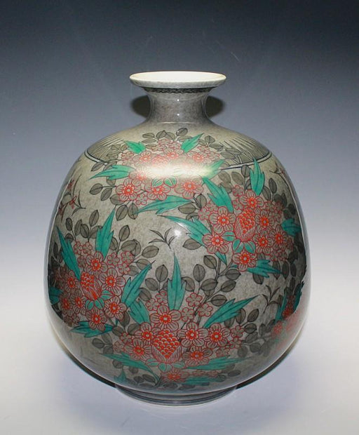 20791 人間国宝　13代今泉今右衛門 (Coloring Light ink Pearl tree Flower writing vase) IMAIZUMI Imaemon