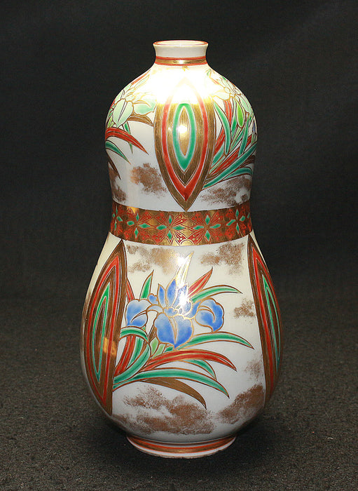 22550 4代上出喜山 (Extreme color Screw painting Iris Pattern vase) KAMIDE Kizan