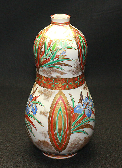 22550 4代上出喜山 (Extreme color Screw painting Iris Pattern vase) KAMIDE Kizan