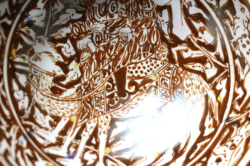 23778 人間国宝　加藤卓男  (raster glaze Camel and person pattern teacup)  KATO　Takuo