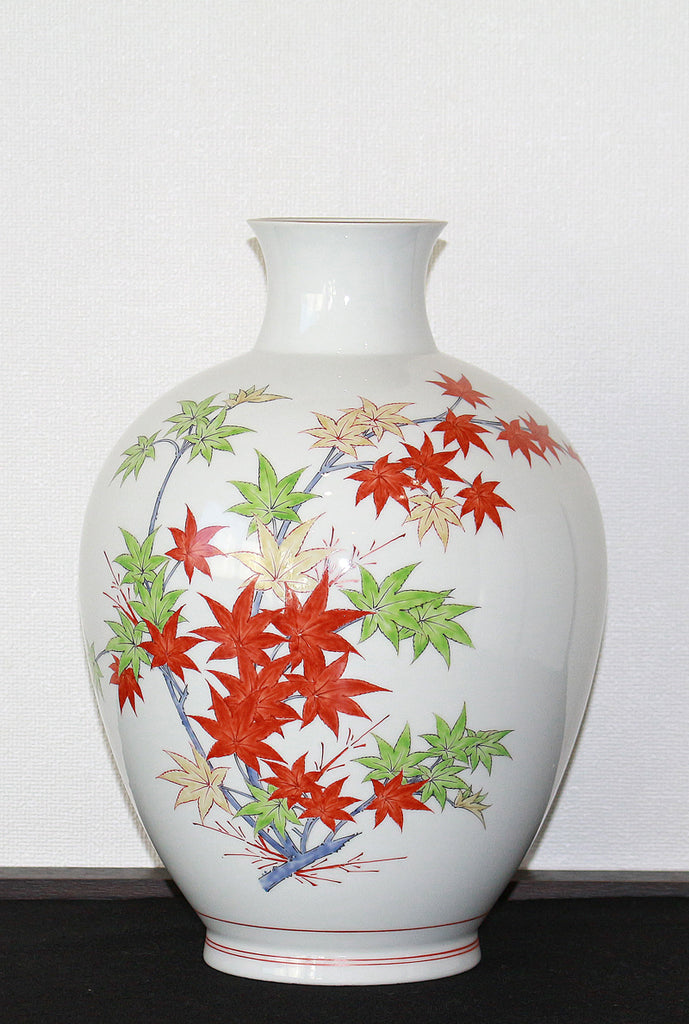 大特価新品B26柿右衛門】錦菊鳥画小花瓶壺 色絵