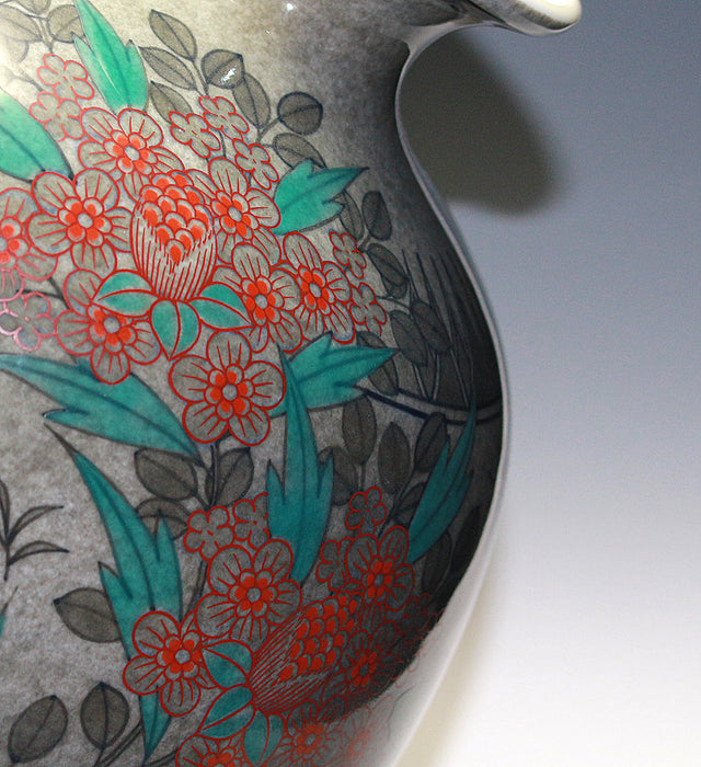 20791 人間国宝　13代今泉今右衛門 (Coloring Light ink Pearl tree Flower writing vase) IMAIZUMI Imaemon